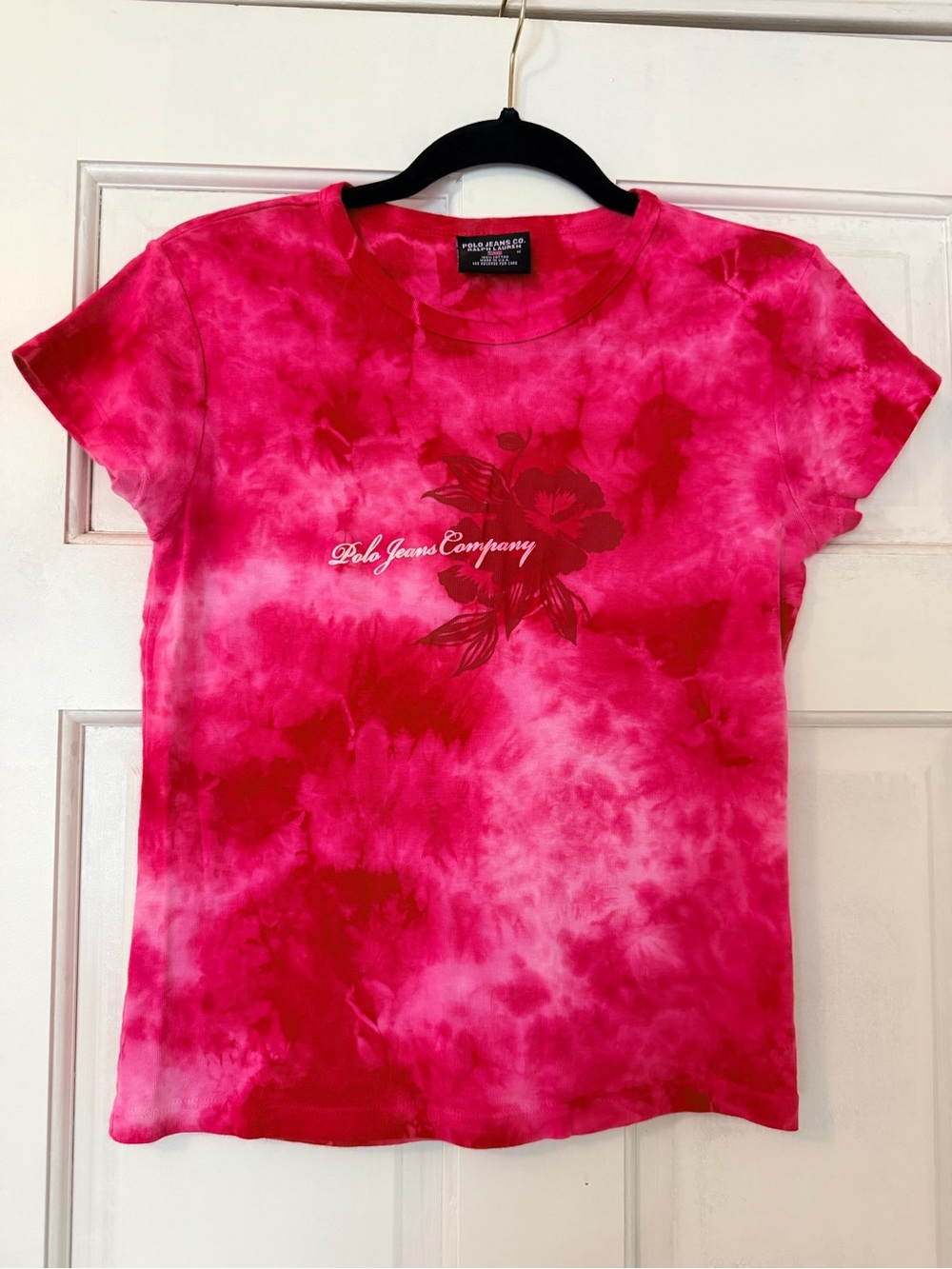 Vintage Polo Jeans Co. Ralph Lauren Hot Pink Tie-Dye Floral Tee